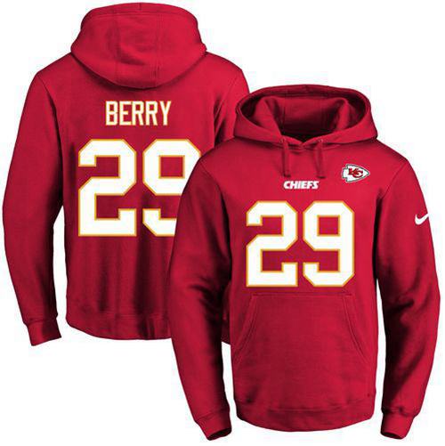 Nike Chiefs #29 Eric Berry Red Name & Number Pullover NFL Hoodie - Click Image to Close